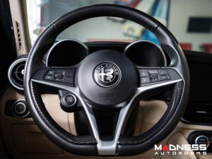 Alfa Romeo Stelvio Steering Wheel Trim - Carbon Fiber - Pre '20 models - Feroce Carbon Alfa Romeo Stelvio Steering Wheel Trim - Carbon Fiber - Pre '20 models - Feroce Carbon